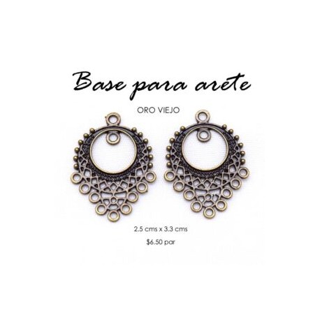 Base para arete, oro viejo