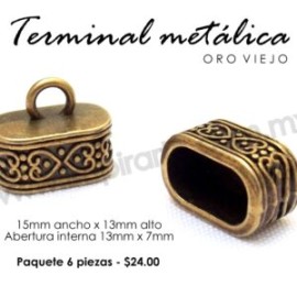 Terminal metálica rectangular 15mm x 13mm