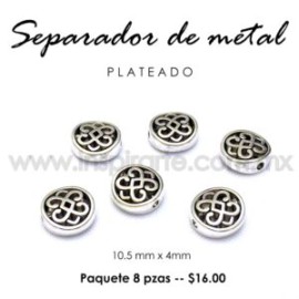 Separador de metal plateado 10.5 mm x 4 mm