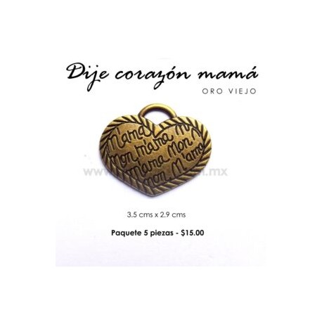 Dije corazón oro viejo 3.5 cms x 2.9 cms