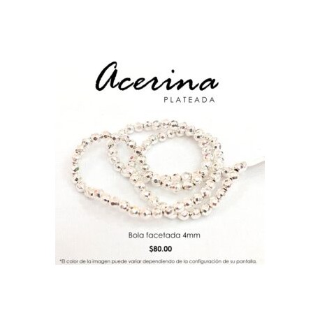 Acerina Facetada Plateada 4 mm