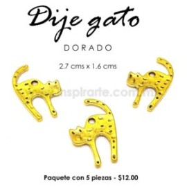 Dije gato dorado 2.7 cms x 1.6 cms