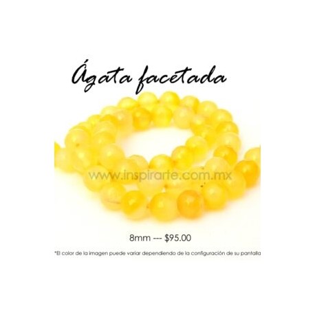 Ágata amarilla, bola facetada 8mm