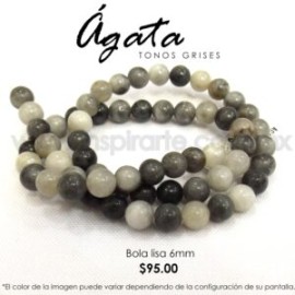 Ágata gris, bola lisa 6mm