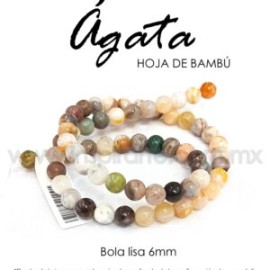 Ágata hoja de bambú bola lisa 6mm
