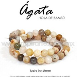 Ágata hoja de bambú bola lisa 8mm