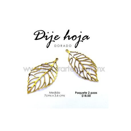 Dije Hoja dorada 7 cm x 3.6 cm
