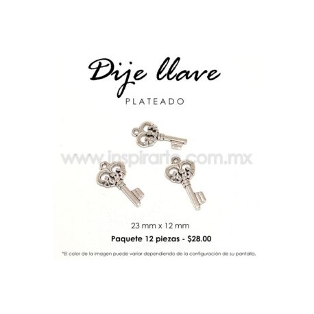 Dije llave plateada 23 mm x 12 mm