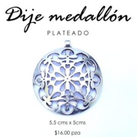 Dije medallón plateado