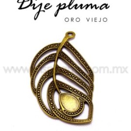 Dije pluma pavorreal oro viejo