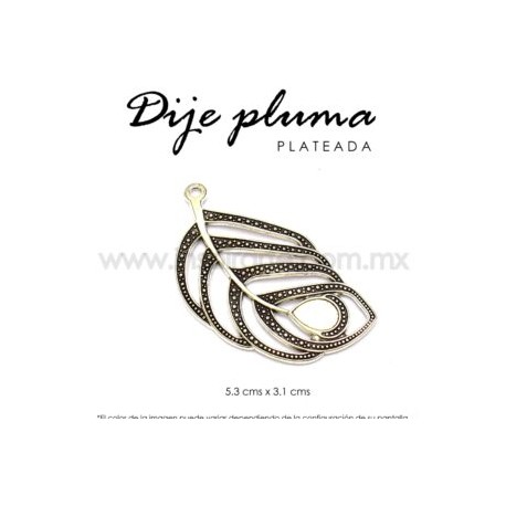 Dije pluma pavorreal plateada