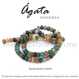 Ágata musgosa dona 6mm x 4mm