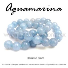 Aguamarina mate, bola lisa 8mm