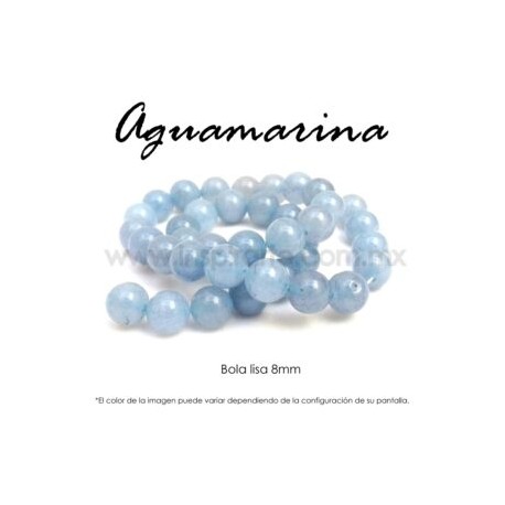 Aguamarina mate, bola lisa 8mm