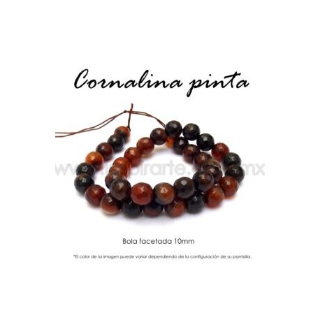 Cornalina pinta, bola facetada 10mm