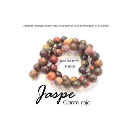 Jaspe Canto Rojo bola lisa 8mm