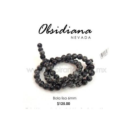 Obsidiana nevada, bola lisa 6mm