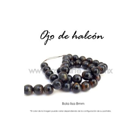 Ojo de halcón, bola lisa 8mm