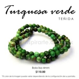 Turquesa Verde bola lisa 4 mm
