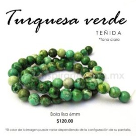 Turquesa Verde bola lisa 6 mm