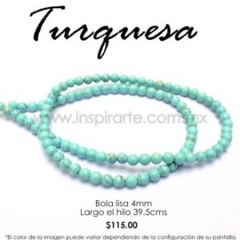 Turquesa, bola lisa 4mm
