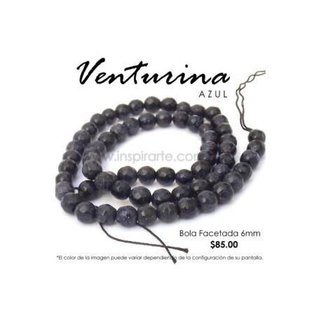 Venturina azul, bola facetada 6mm